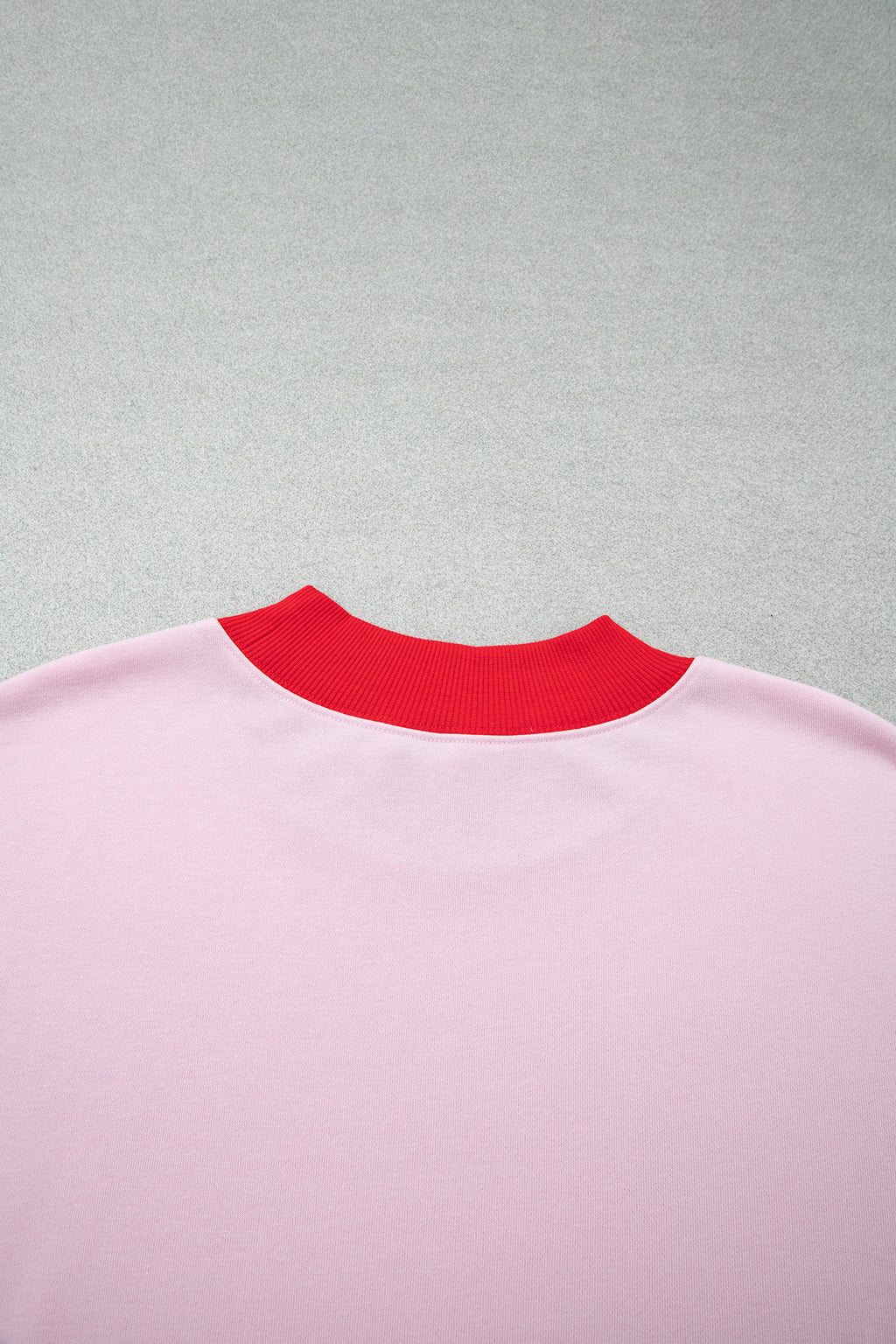 Pink Color Block Contrast Trim Plus Size Sweatshirt