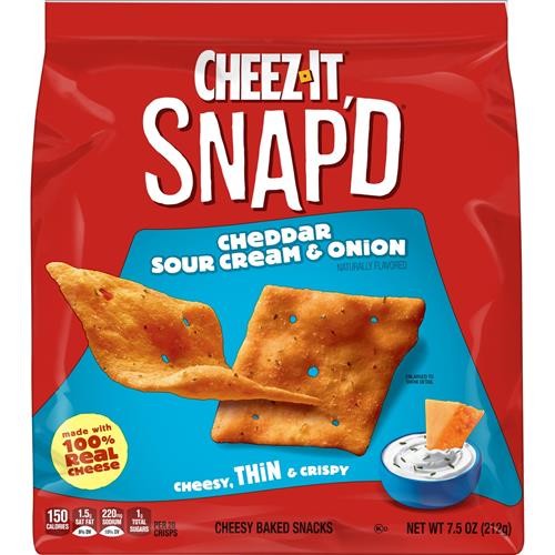Cheez-It Snapd Cheese Cracker Chips, Thin Crisps, Lunch Snacks, Cheddar Sour Cream And Onion, 7.5Oz Bag (1 Bag)