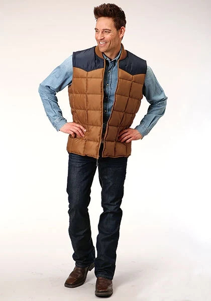 Roper 1473 Poly Filled (Navy/Brown) - Men's Vest