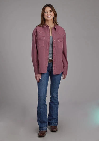 Roper 2298 Twill Oversized (Wine) - Women's Shirt Jacket