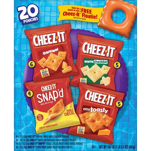 Cheez-It Cheese Crackers, Baked Snack Crackers, Lunch Snacks, Grab N Go, Variety Pack, 19.1Oz Box (20 Packs)