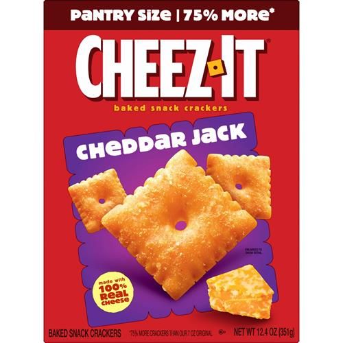 Cheez-It Cheese Crackers, Baked Snack Crackers, Lunch Snacks, Cheddar Jack, 12.4Oz Box (1 Box)