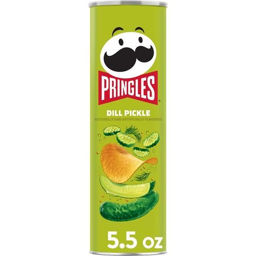 Pringles Potato Crisps Chips, Lunch Snacks, On-The-Go Snacks, Dill Pickle, 5.5Oz Can (1 Can)