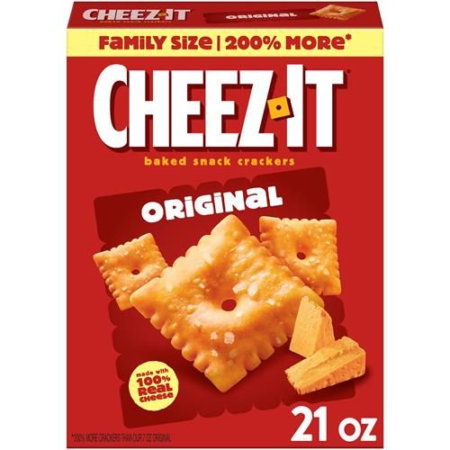 Cheez-It Cheese Crackers, Baked Snack Crackers, Lunch Snacks, Family Size, Original, 21Oz Box (1 Box)