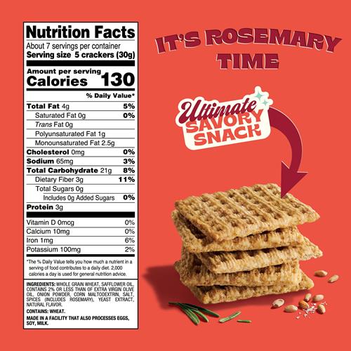 Back To Nature - Rosemary & Olive Oil Harvest Whole Wheat Crackers - Non-Gmo, Made With Whole Grain Wheat & Sea Salt, Seriously Tasty Snacks - 7 Ounce