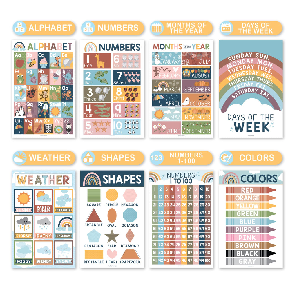PreK Early Learning Kit: Boho 16 Poster Pack