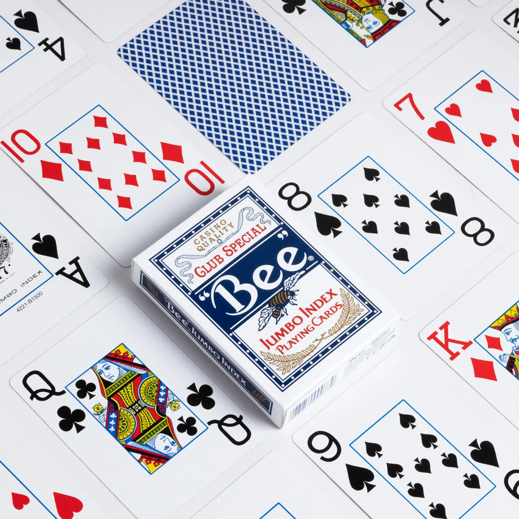 Bee Jumbo Index – Individual Deck (Poker Size, Red or Blue) – Casino Quality