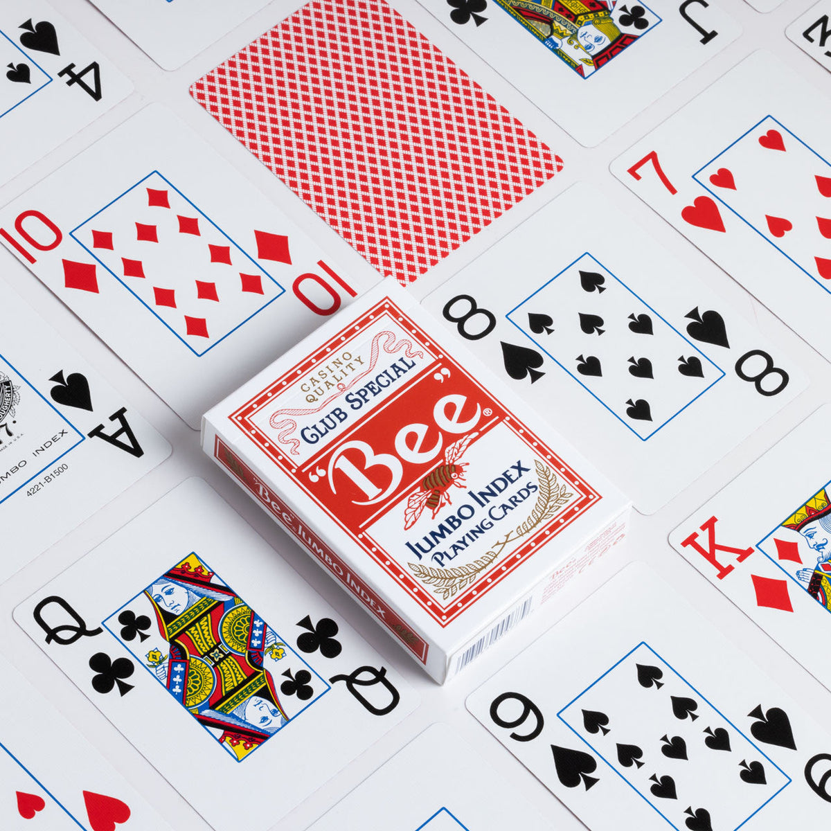 Bee Jumbo Index – Individual Deck (Poker Size, Red or Blue) – Casino Quality