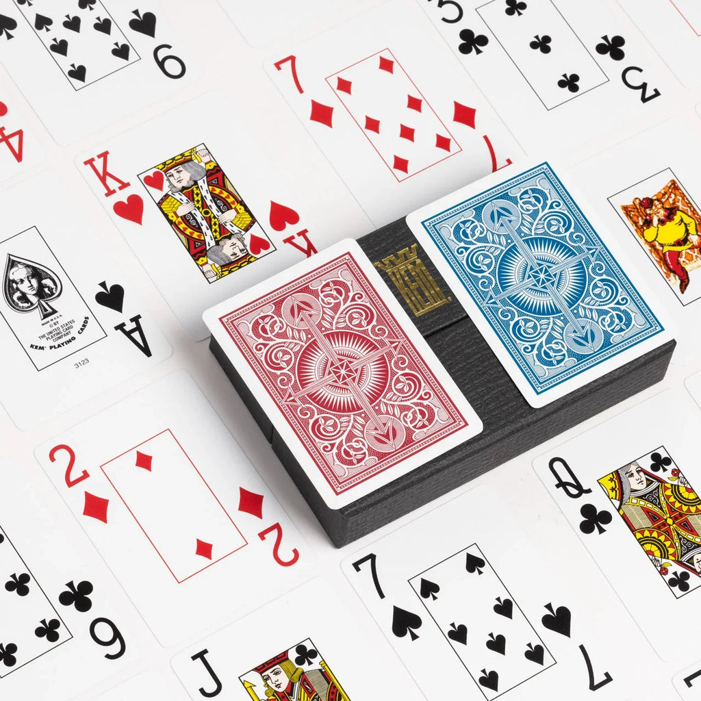 KEM Arrow Red & Blue Poker Jumbo Wide Playing Cards – 2 Deck Luxury Set