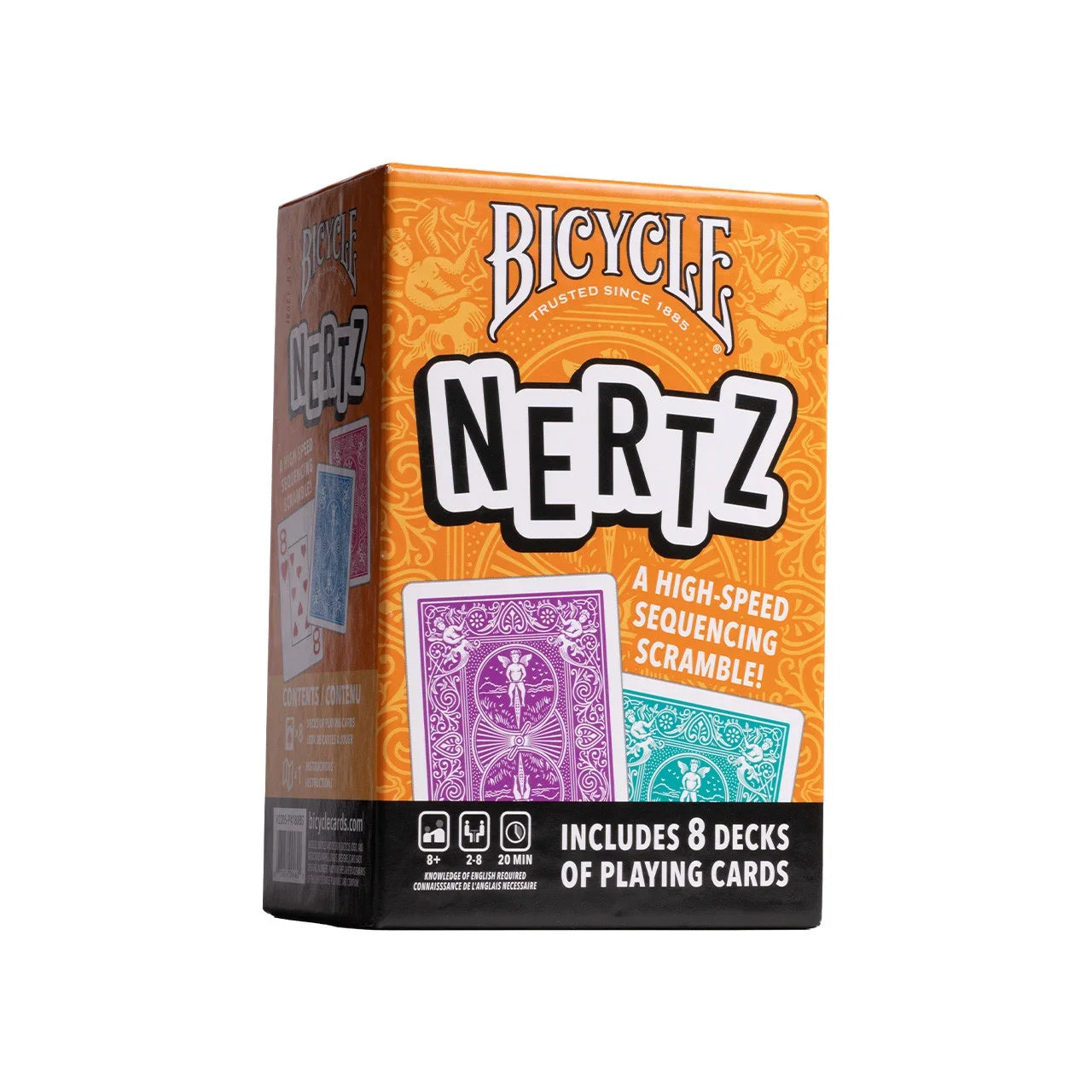 Bicycle Nertz Game Pack – 8 Color Rider Back Jumbo Deck Set