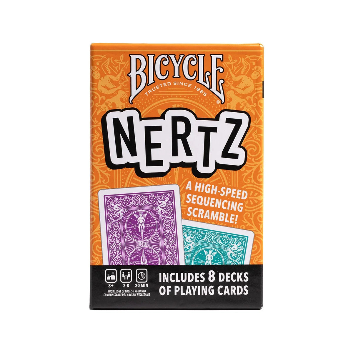 Bicycle Nertz Game Pack – 8 Color Rider Back Jumbo Deck Set