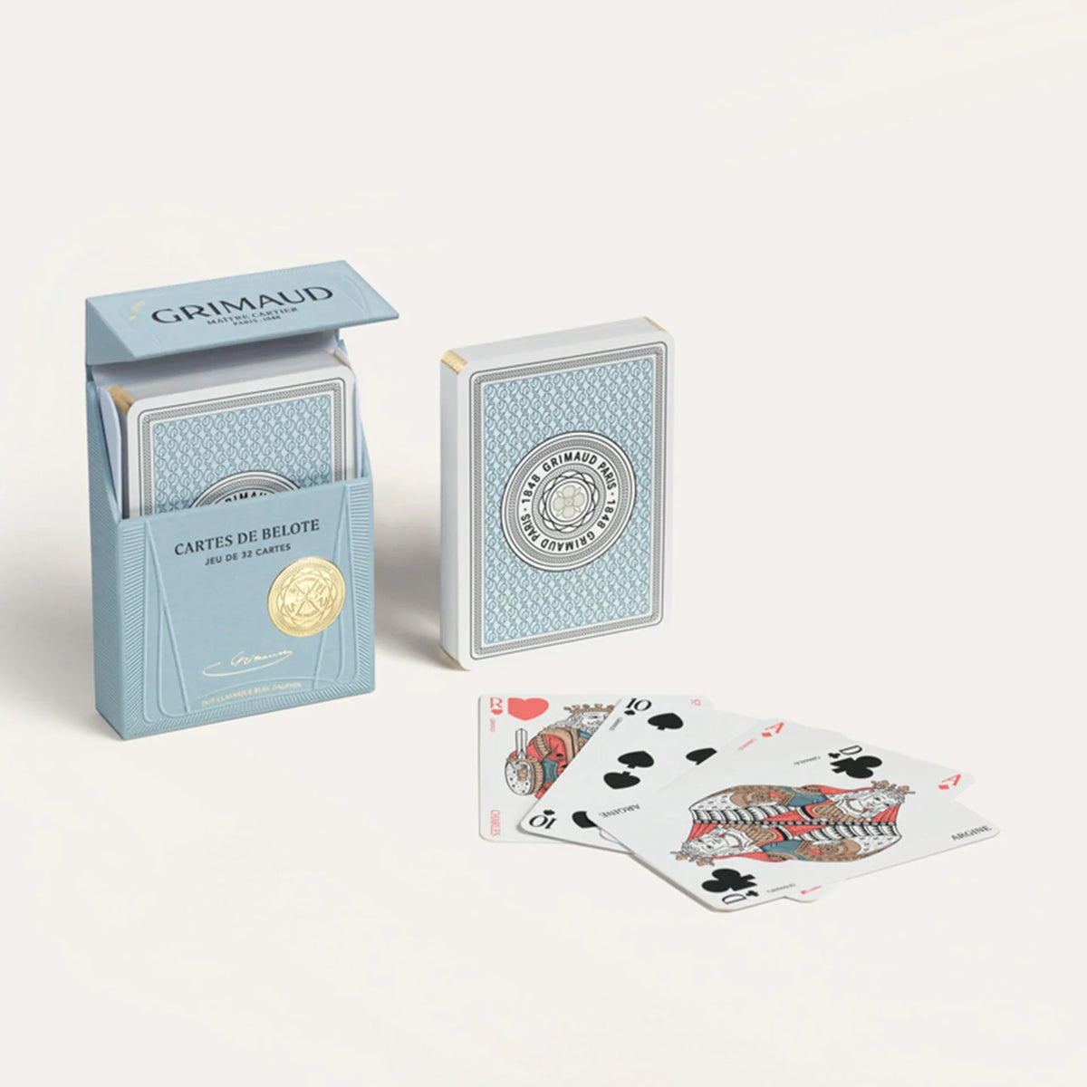 Grimaud N°100 Cartes de Belote – 32-Card French Heritage Deck for Belote, Euchre & Pinochle