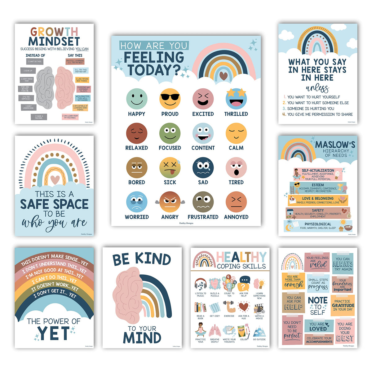 Mental Health Kit: Boho 9 Poster Pack