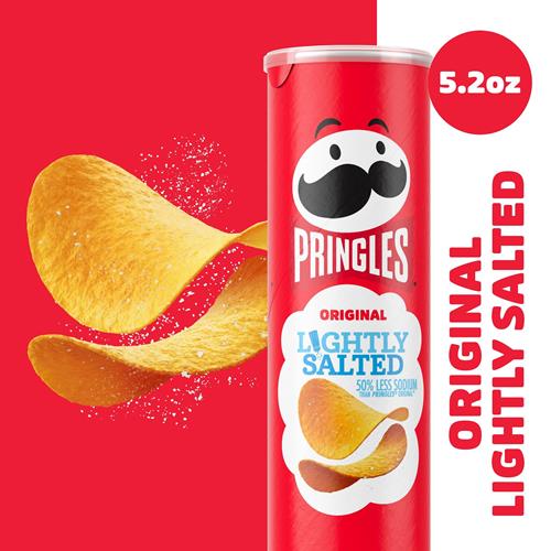 Pringles Potato Crisps Chips, Lunch Snacks, On-The-Go Snacks, Lightly Salted, 5.2Oz Can (1 Can)