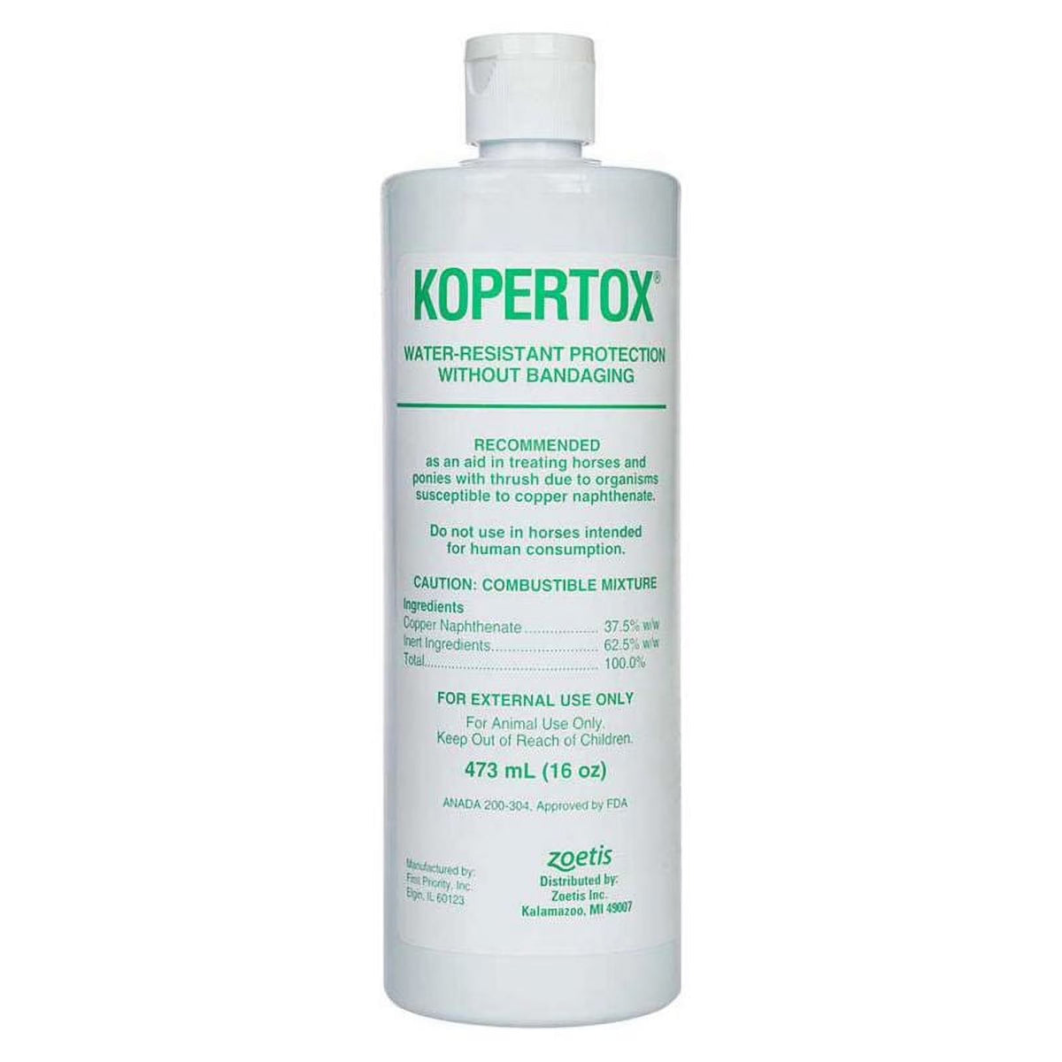 Zoetis Kopertox Horse & Pony Hoof Care Liquid Water-Resistant Formula 16 oz.