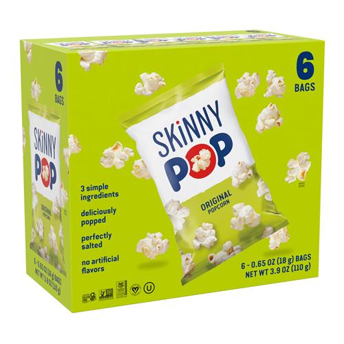 Skinnypop Popcorn, Original, Gluten Free, Non-Gmo, Healthy Snacks, 0.65Oz Individual Size Bags (6 Count)