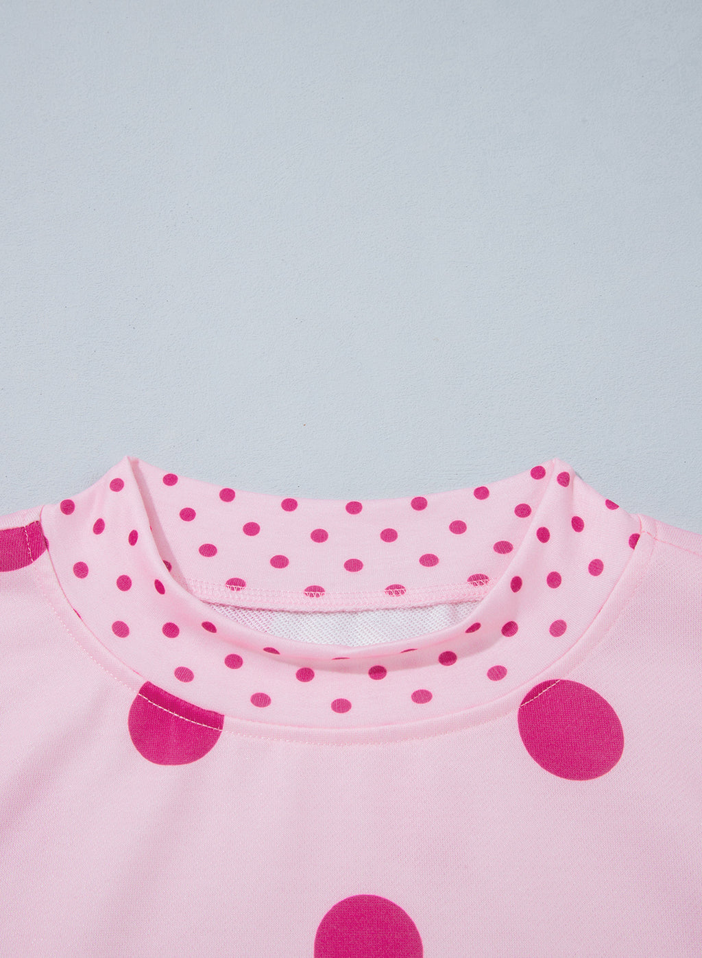 Red Polka Dot Print Contrast Detail Oversized Tunic Sweatshirt
