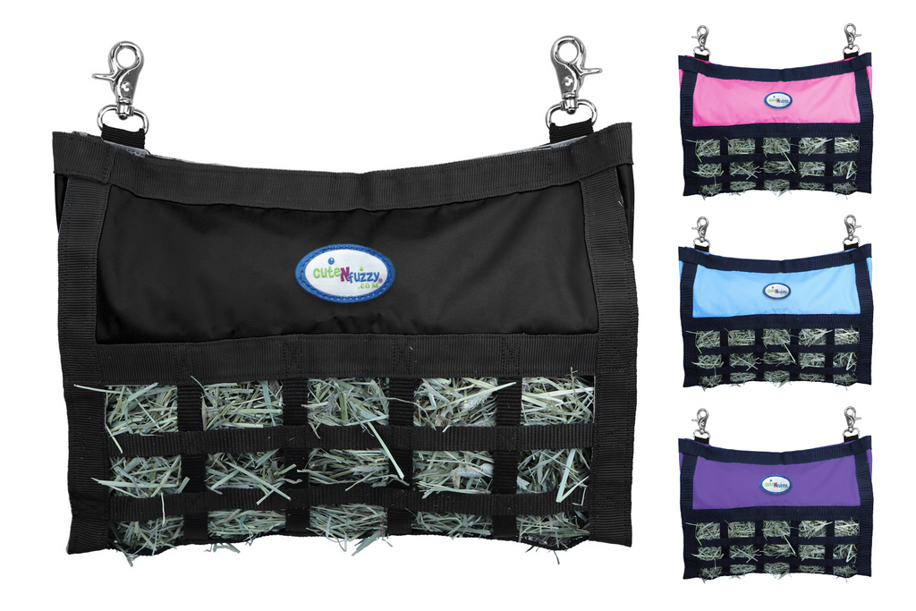 CuteNFuzzy Rabbit & Guinea Pig Hay Bag Feeder with Super Tough Bottom® Design | 25 Feeding Openings | Large 15" x 11" x 3" Hanging Hay Feeder | Less Waste, Cleaner Cage | Made in USA Design