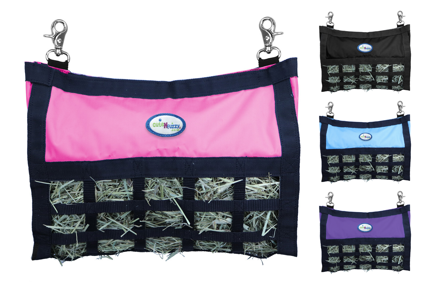 CuteNFuzzy Rabbit & Guinea Pig Hay Bag Feeder with Super Tough Bottom® Design | 25 Feeding Openings | Large 15" x 11" x 3" Hanging Hay Feeder | Less Waste, Cleaner Cage | Made in USA Design