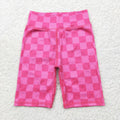 Children Pink Checkered Biker Shorts