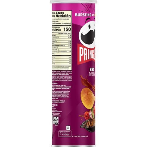 Pringles Potato Crisps Chips, Lunch Snacks, On-The-Go Snacks, Bbq, 5.5Oz Can (1 Can)