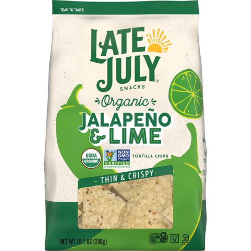 Late July Snacks, Thin And Crispy Organic Tortilla Chips, Jalapeño & Lime, 10.1-Oz. Bag