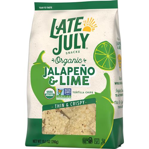 Late July Snacks, Thin And Crispy Organic Tortilla Chips, Jalapeño & Lime, 10.1-Oz. Bag