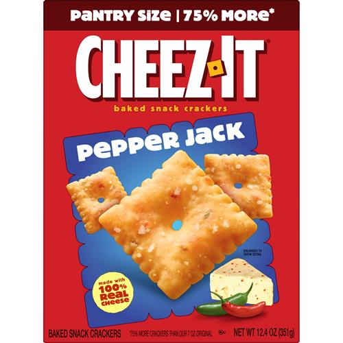 Cheez-It Cheese Crackers, Baked Snack Crackers, Office And Kids Snacks, Pepper Jack, 12.4Oz Box (1 Box)