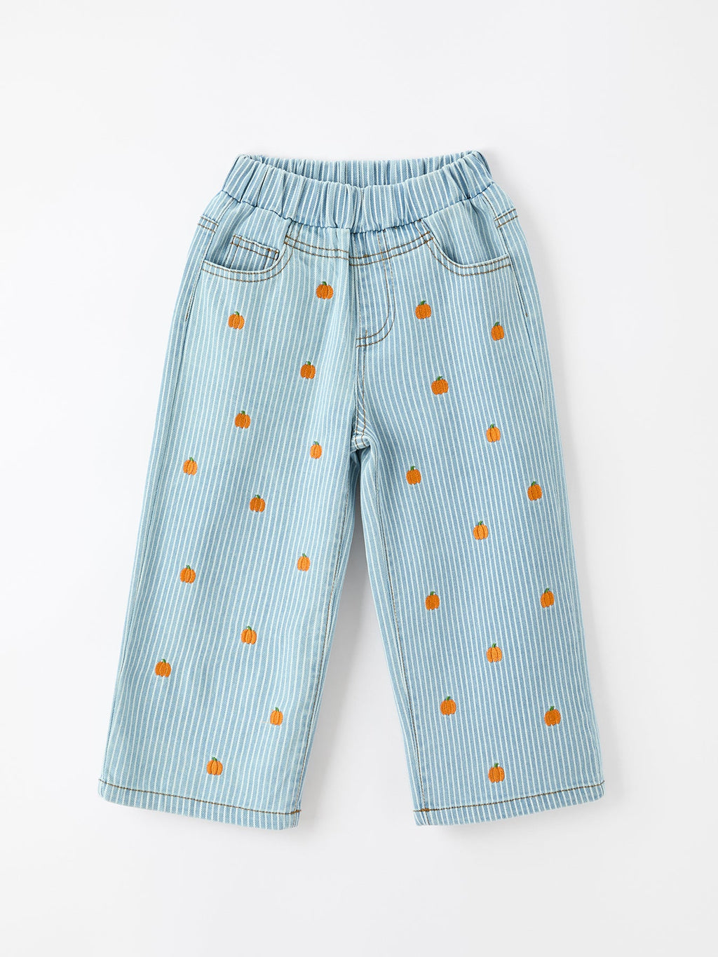 Halloween Thanksgiving Pumpkin Embroidered Girls Flare Pants