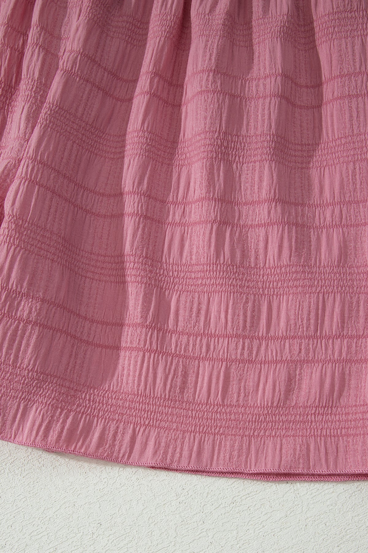 Peach Blossom Textured Square Neck Top and Shirred High Waist Shorts Set