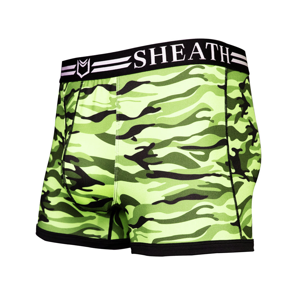 SHEATH 2.1 Polyester Camo Men's Pouch Trunk 3"