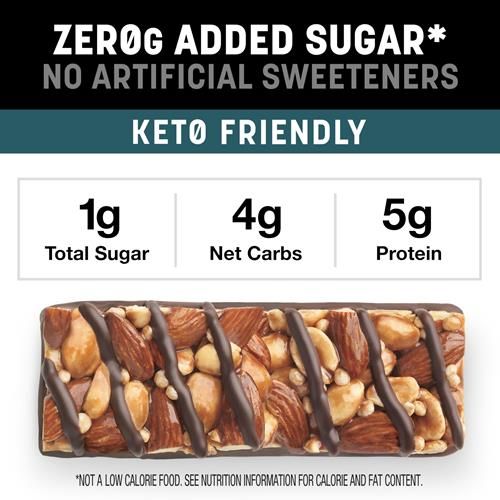 Kind Zero Added Sugar Bars, Dark Chocolate Nuts And Sea Salt, Keto Friendly Snacks, Gluten Free, 5G Protein, 5 Count