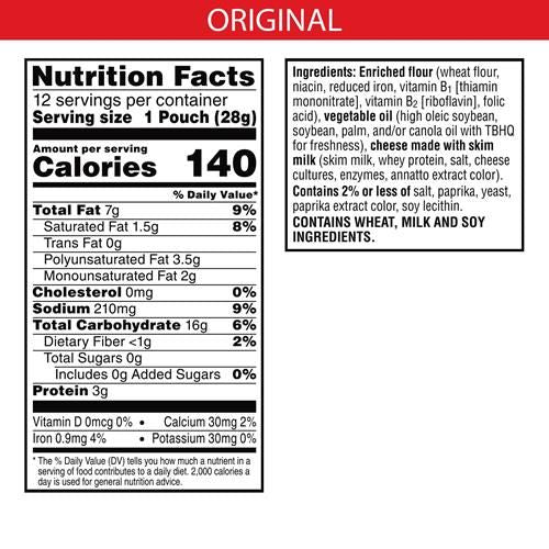 Cheez-It Cheese Crackers, Baked Snack Crackers, Lunch Snacks, Grab N Go, Original, 12Oz Box (12 Packs)