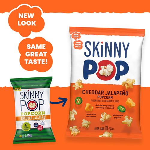 Skinnypop Cheddar Jalapeno, 4.4Oz Grocery Size Bags, Skinny Pop, Popcorn Snacks, Gluten Free