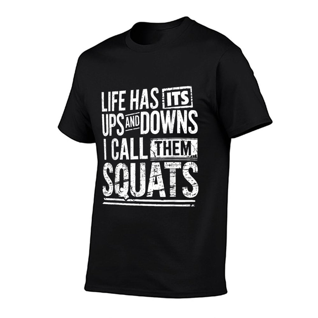 Funny Fitness Gym Workout Weights Squat Men Women  Rolled Sleeves T-Shirt