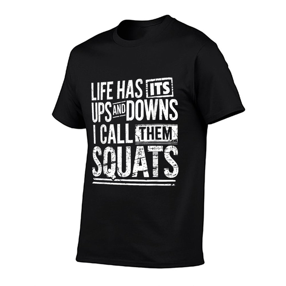 Funny Fitness Gym Workout Weights Squat Men Women  Rolled Sleeves T-Shirt