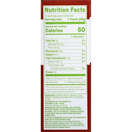 Simple Truth Organic Cinnamon Applesauce Pouches 4 ct / 3.2 oz