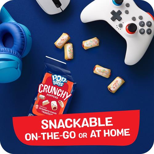 Pop-Tarts Crunchy Poppers Crunchy Filled Snack Pieces, Kids Snacks, On-The-Go Snacks, Frosted Strawberry Crunch, 5Oz Box (5 Pouches)