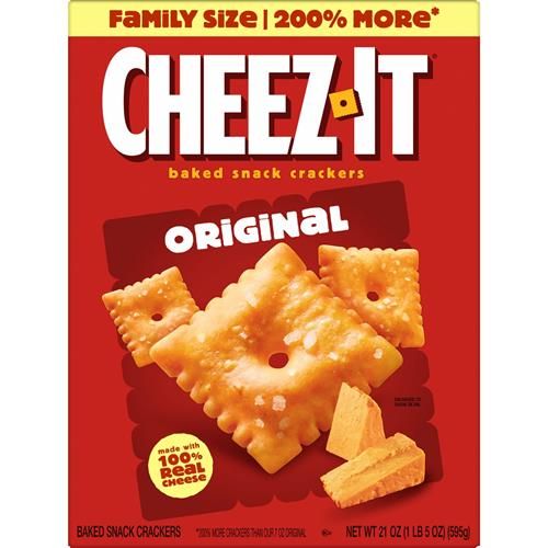 Cheez-It Cheese Crackers, Baked Snack Crackers, Lunch Snacks, Family Size, Original, 21Oz Box (1 Box)