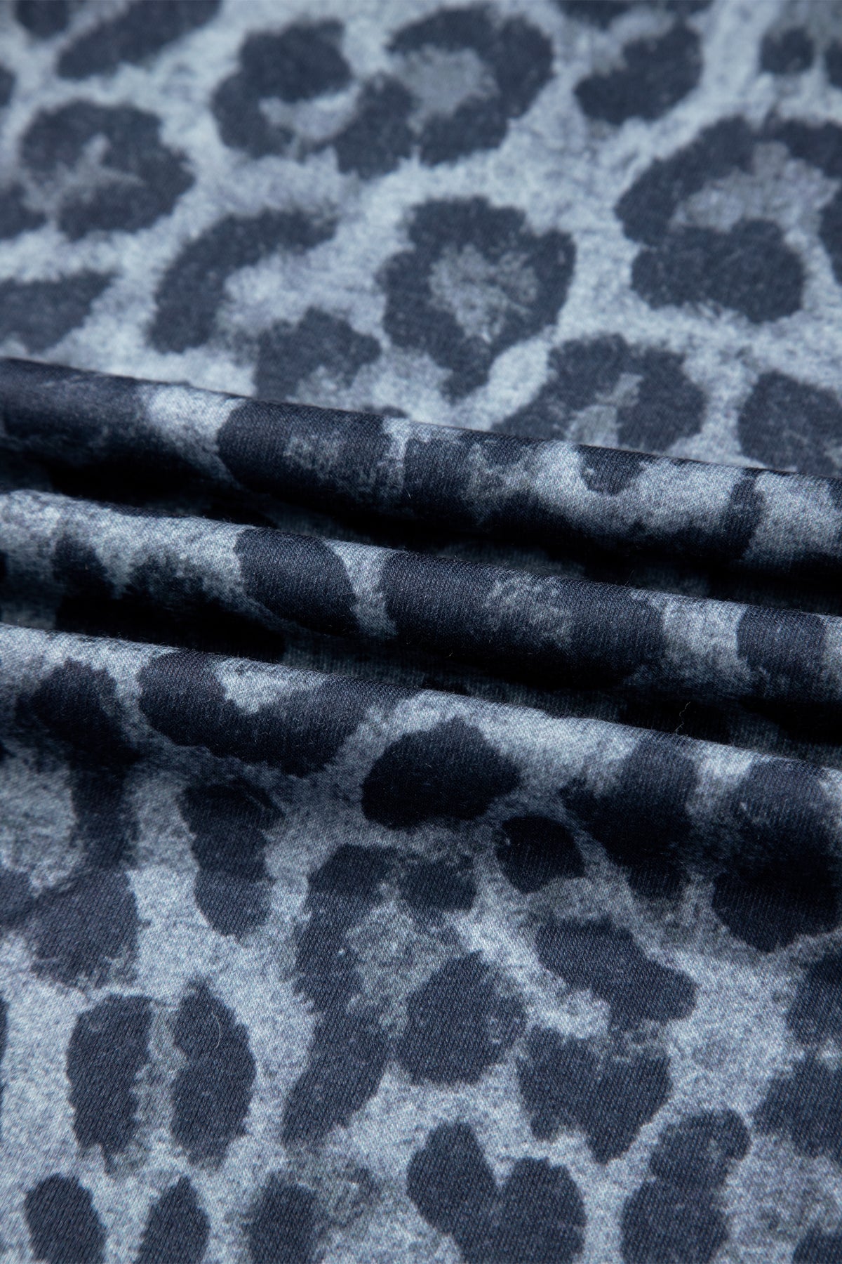Gray Wild Leopard Print Frilled Detail Drawstring Wide Leg Pants