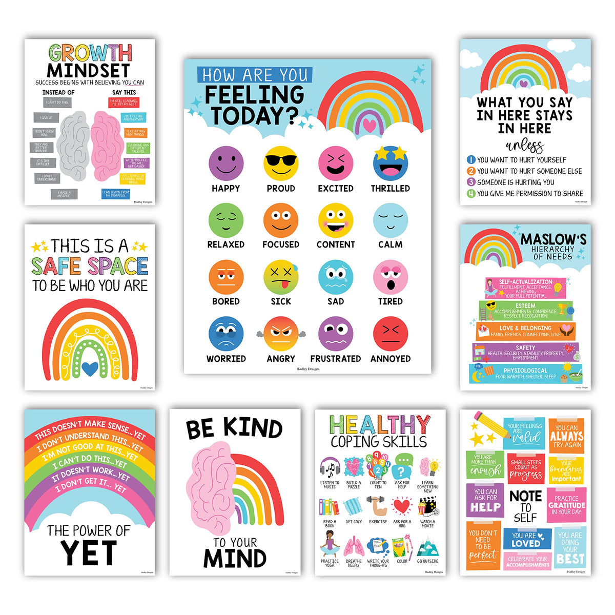 Mental Health Kit: Colorful 9 Poster Pack