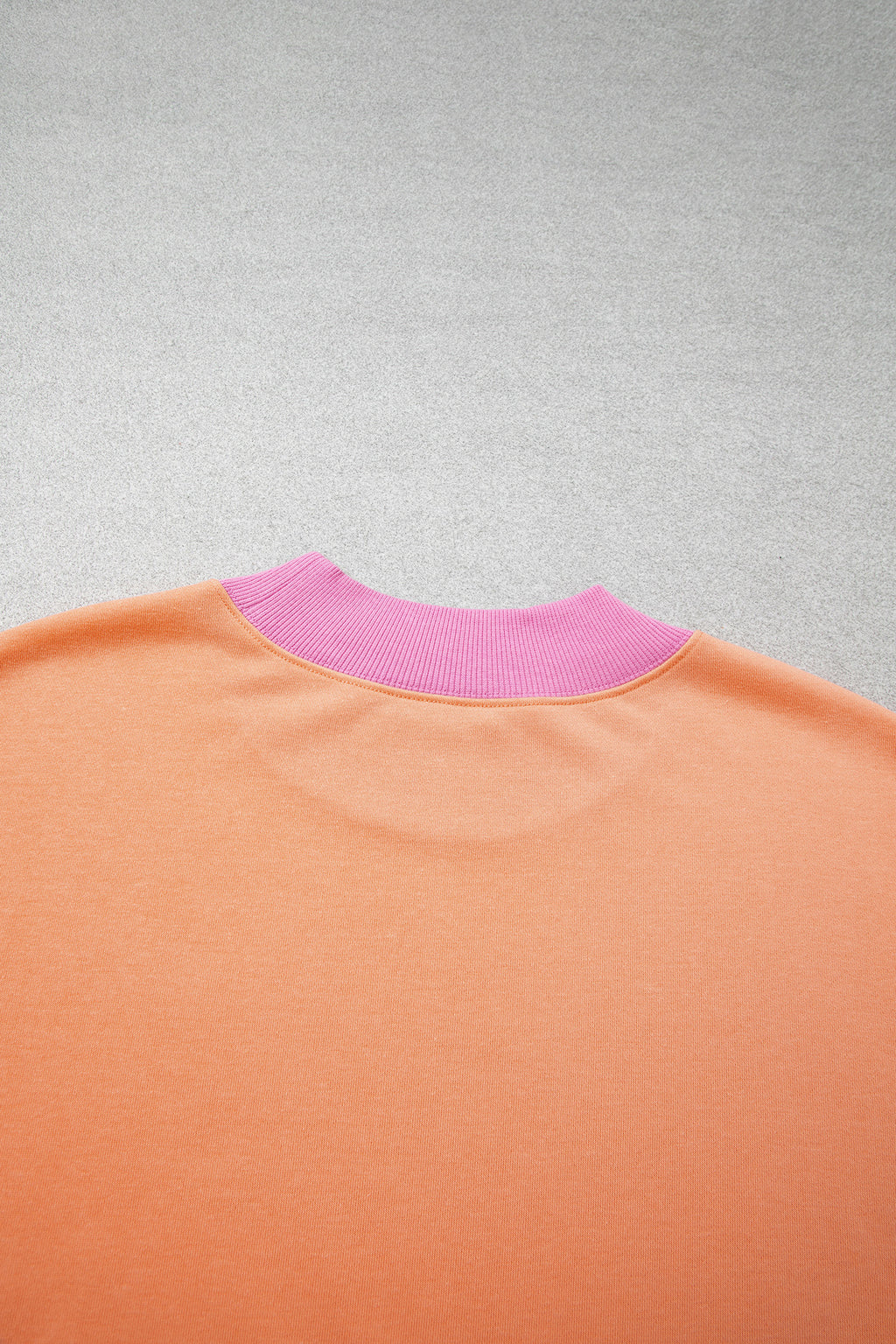 Pink Color Block Contrast Trim Plus Size Sweatshirt