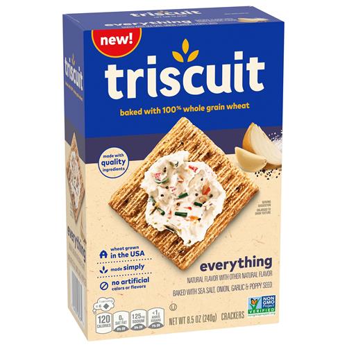 Triscuit Everything Whole Grain Wheat Crackers, Lunch Snacks, Snack Crackers, 8.5 Oz