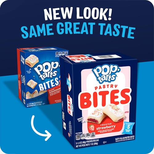 Pop-Tarts Baked Pastry Bites, Kids Snacks, School Lunch, Frosted Strawberry, 7Oz Box (5 Pouches)