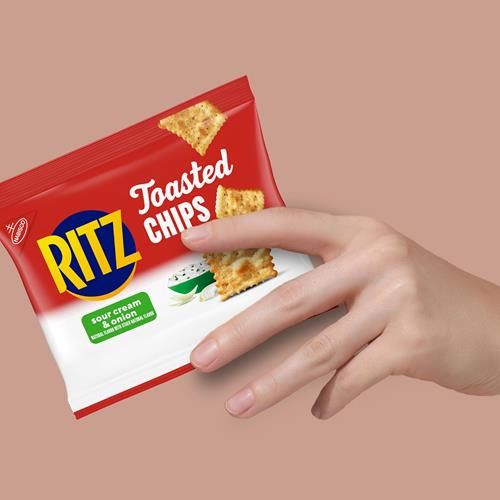 Ritz Toasted Chips Sour Cream And Onion Crackers, Lunch Snacks, 10-1.0 Oz Snack Packs