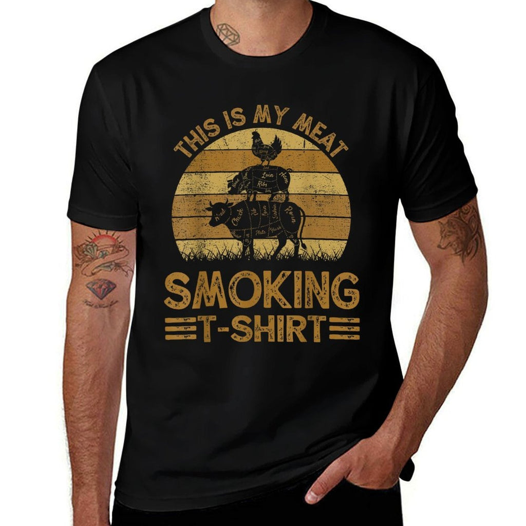Funny This Is My Meat Smoking Mens BBQ Barbeque Dad  Graphic-printed T-Shirt