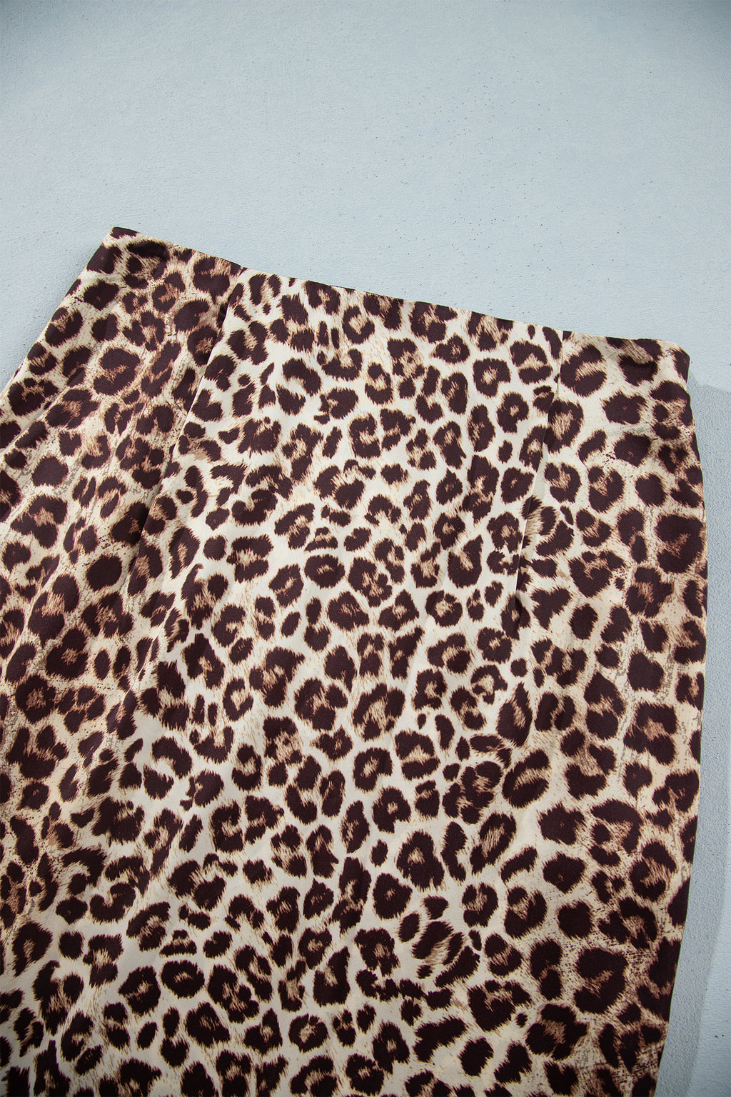 Khaki Cheetah Print Trim Split Long Western Skirt