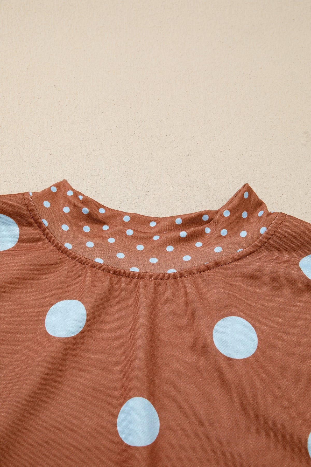 Red Polka Dot Print Contrast Detail Oversized Tunic Sweatshirt