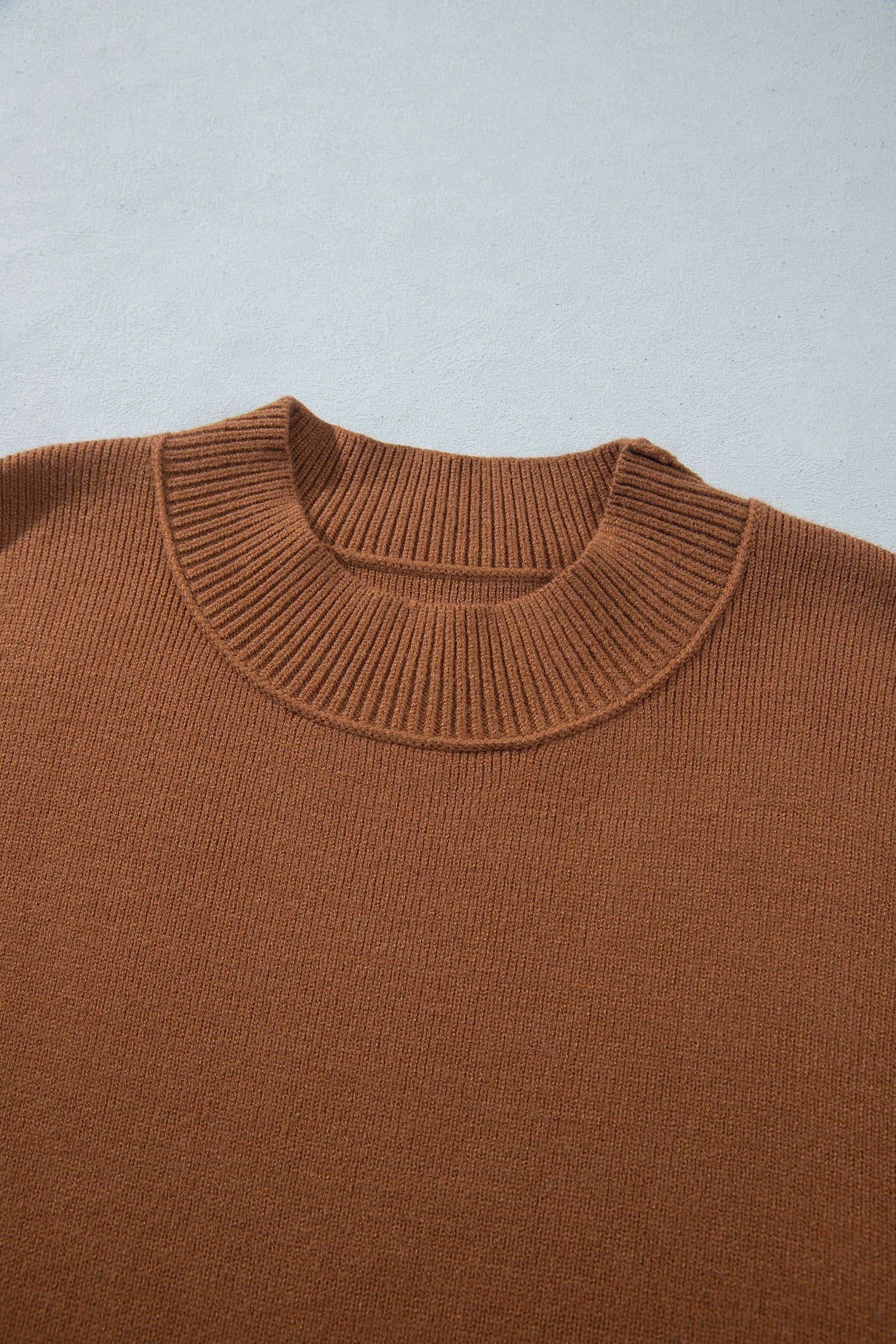 Chestnut Oversized Ribbed Knit Long Sleeve Tunic Plus Size Sweater