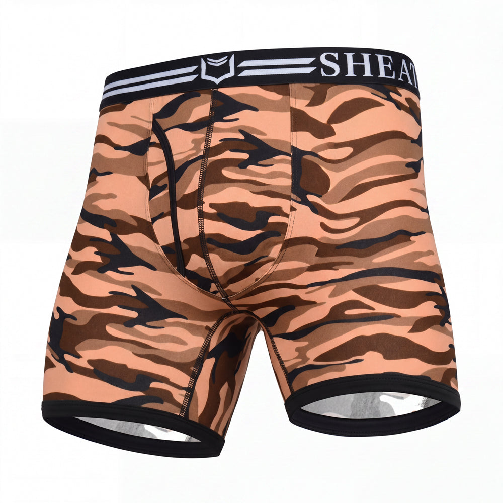 SHEATH 4.0 Polyester Camo Men's Pouch Boxer Brief 5" (4 Pack)